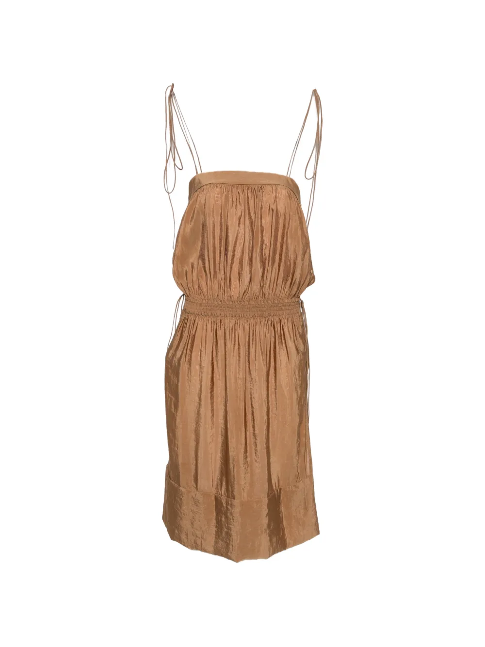 Saint Laurent side-drawstring shirred midi dress - Braun
