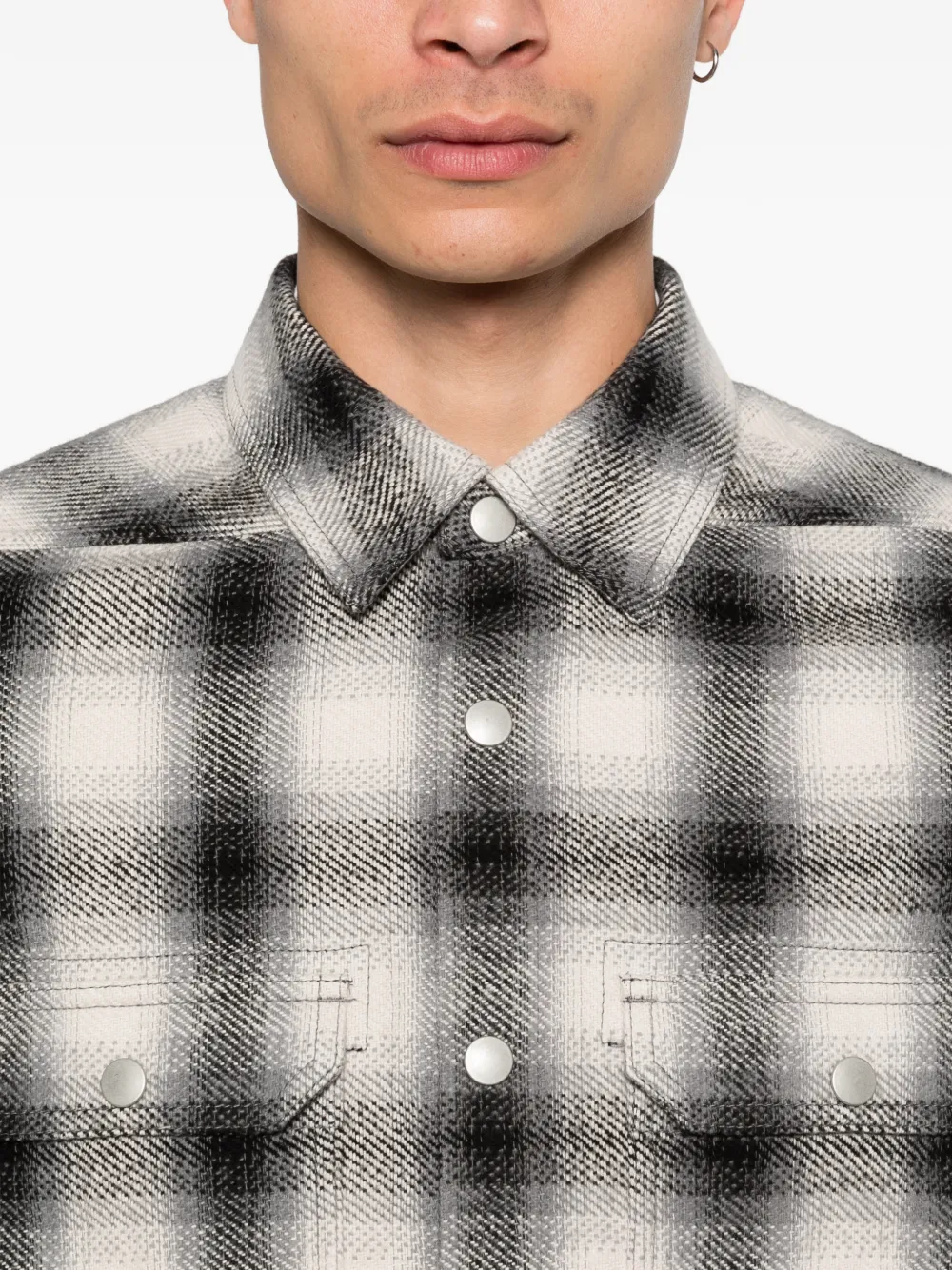 Rick Owens DRKSHDW Cropped geruit shirtjack Grijs