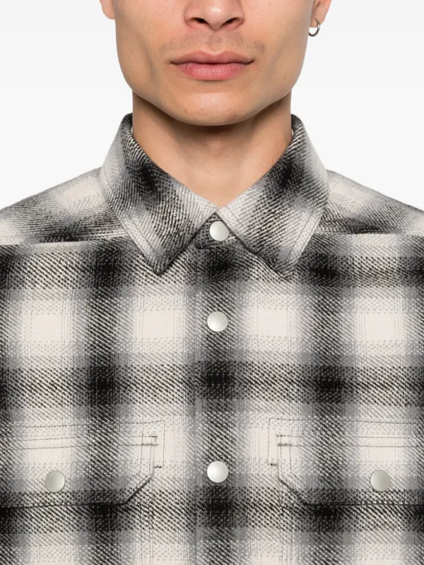 Rick Owens DRKSHDW チェック クロップド オーバーシャツ | グレー