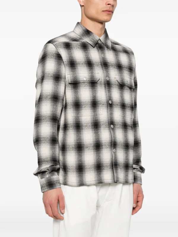 Rick Owens DRKSHDW チェック クロップド オーバーシャツ | グレー