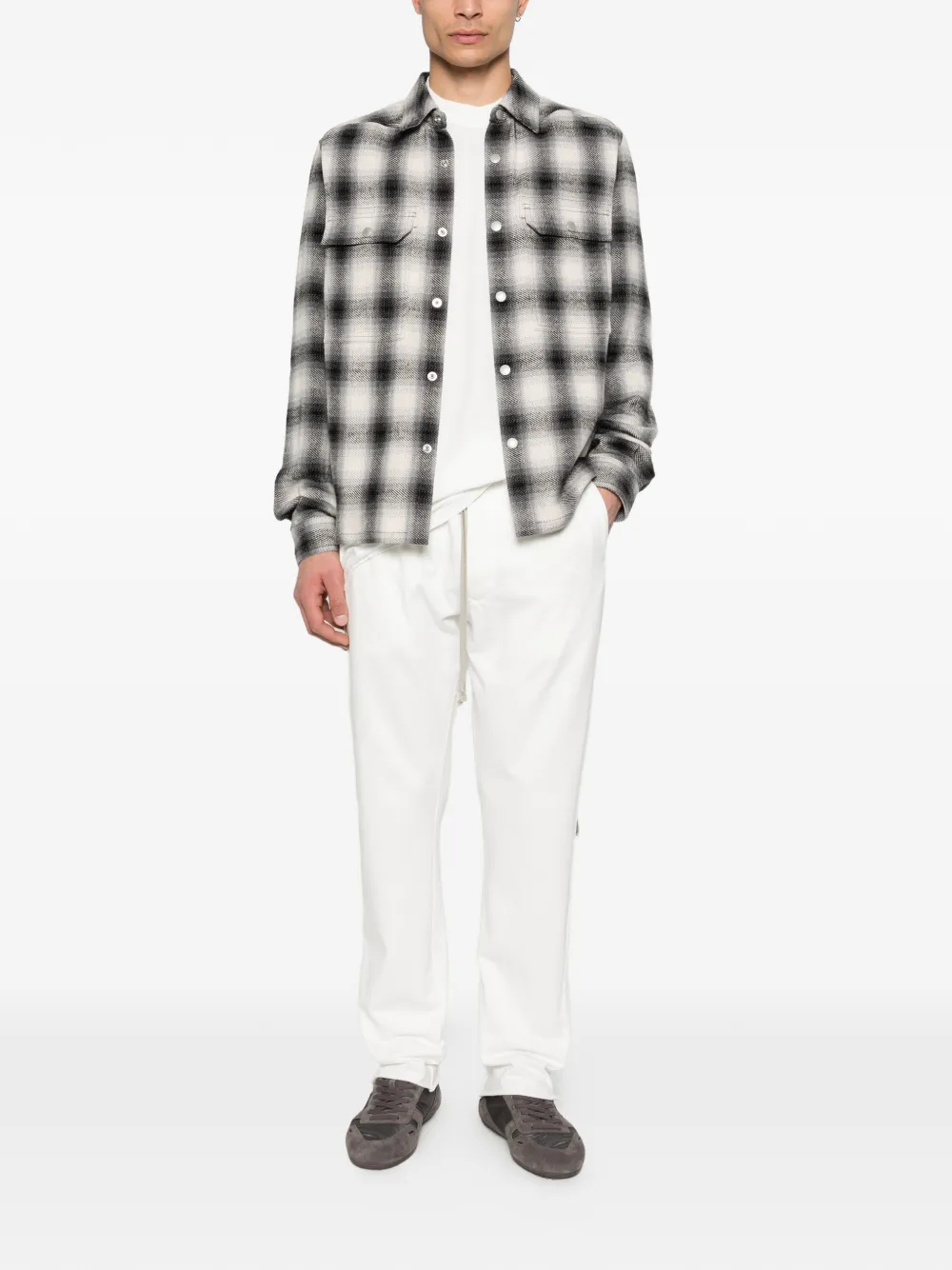 Rick Owens DRKSHDW Cropped geruit shirtjack Grijs