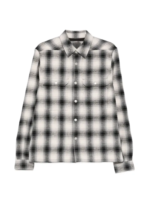 Rick Owens DRKSHDW チェック クロップド オーバーシャツ | グレー