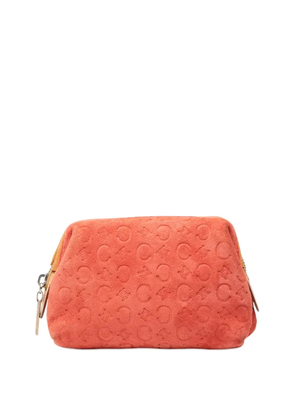 Celine Pre-owned 2000 C Macadam Suede Pouch in Orange