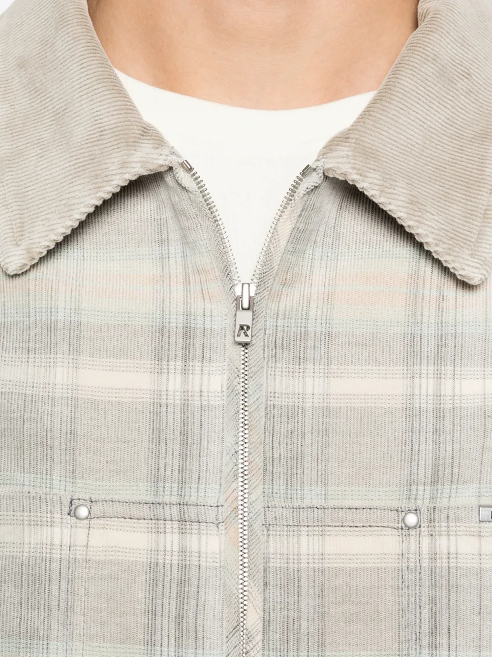 Represent Geruit shirtjack met ribfluwelen kraag Grijs