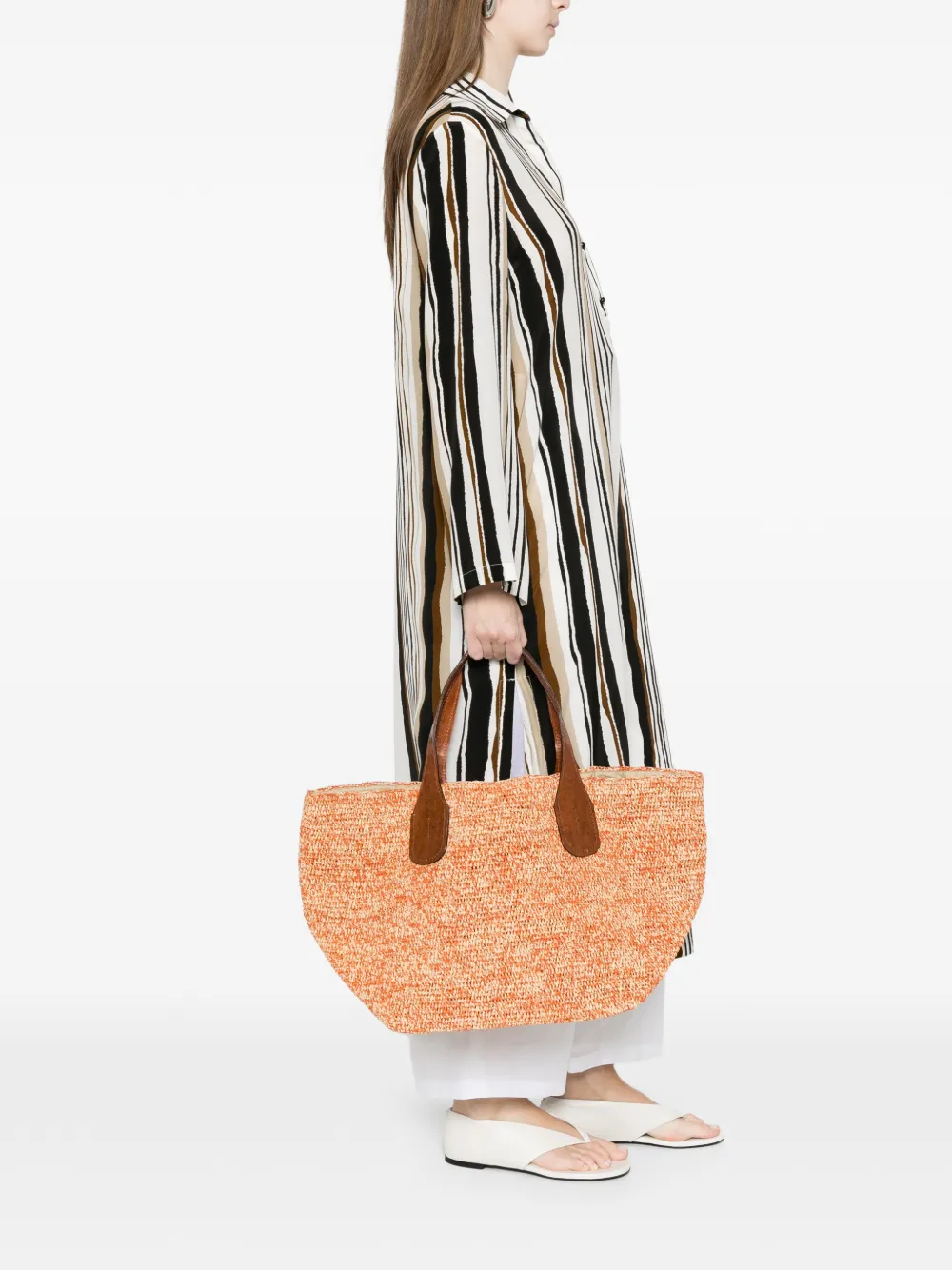  Ibeliv Tokyo Raffia Tote Bag - Orange 
