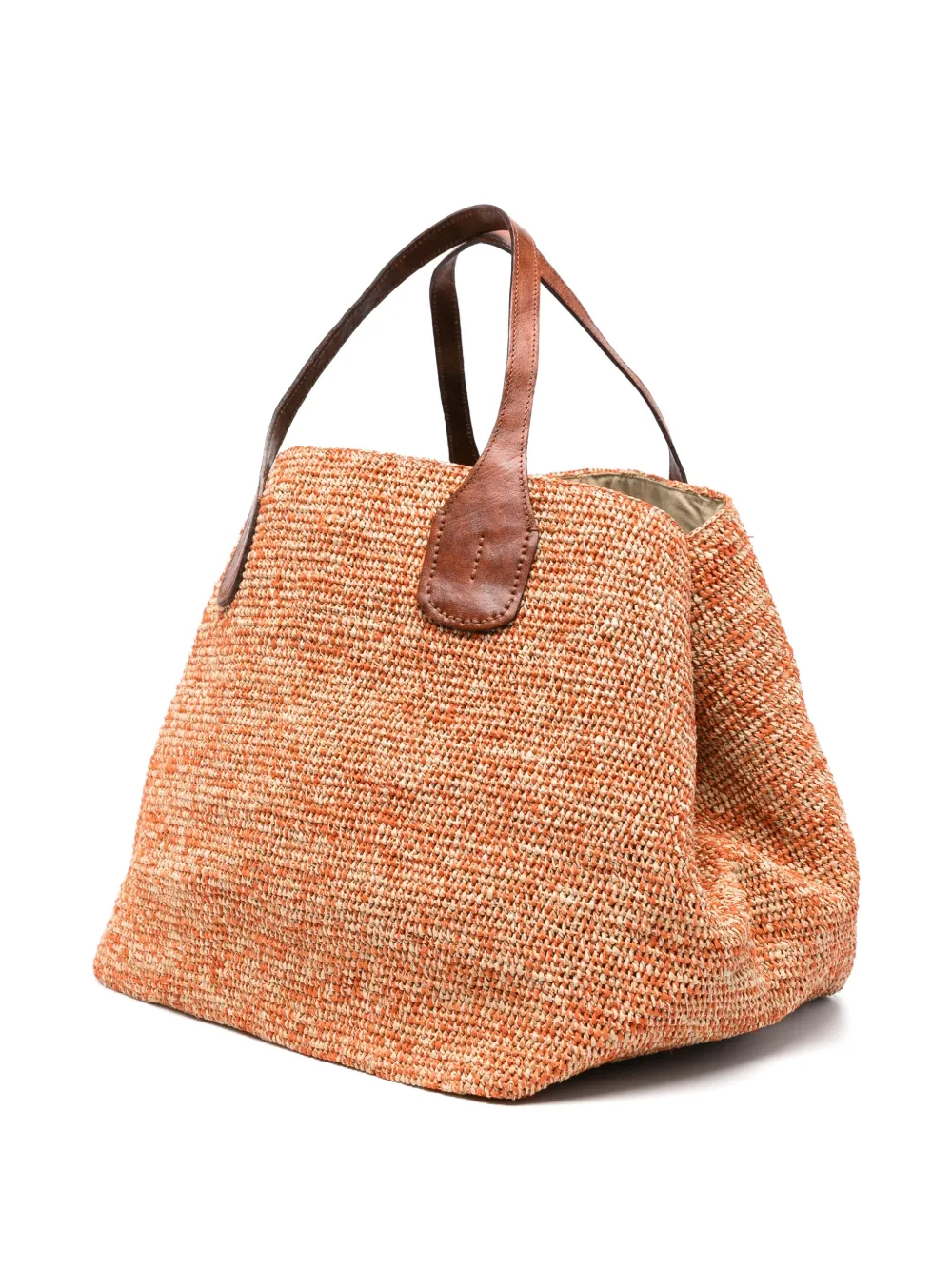  Ibeliv Handle Raffia Tote Bag - Orange 