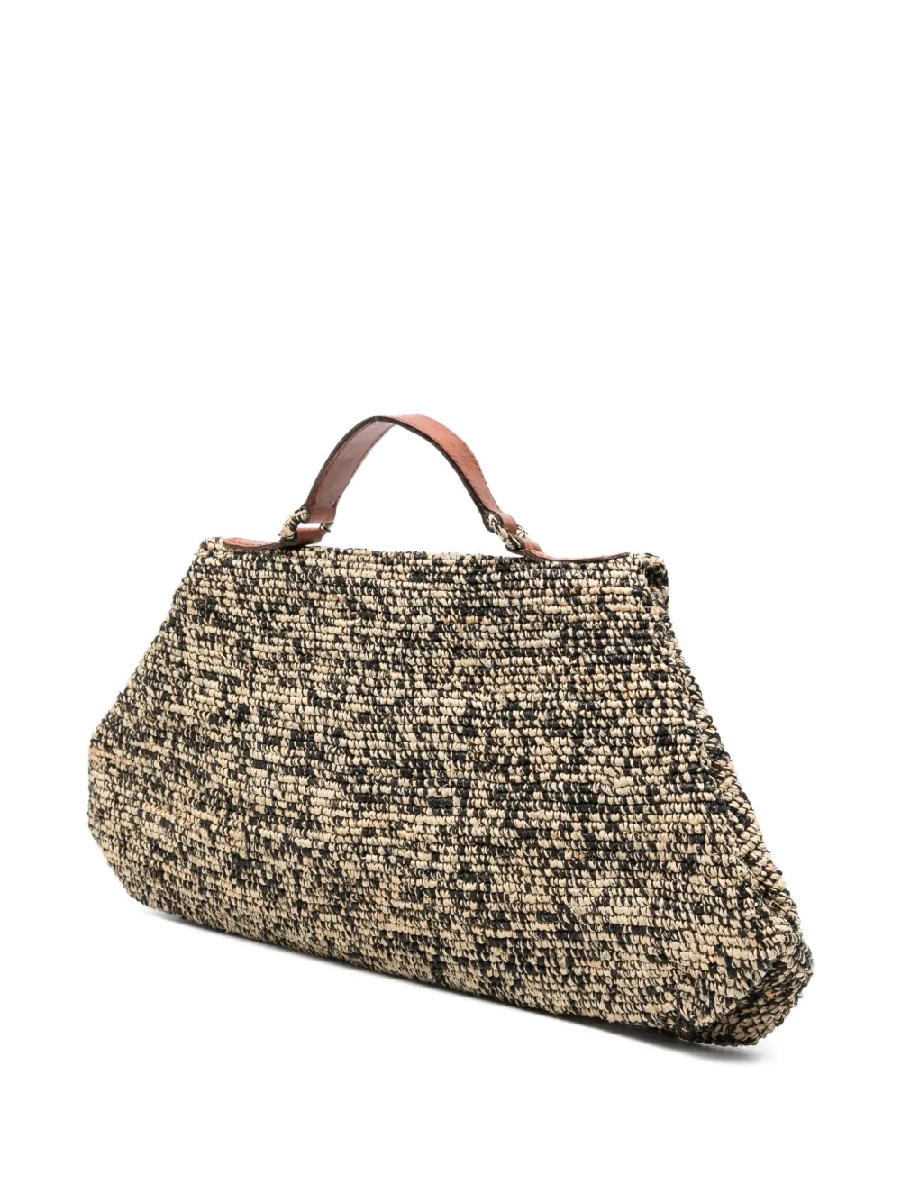 IBELIV Lahady raffia shopper met handgreep Zwart