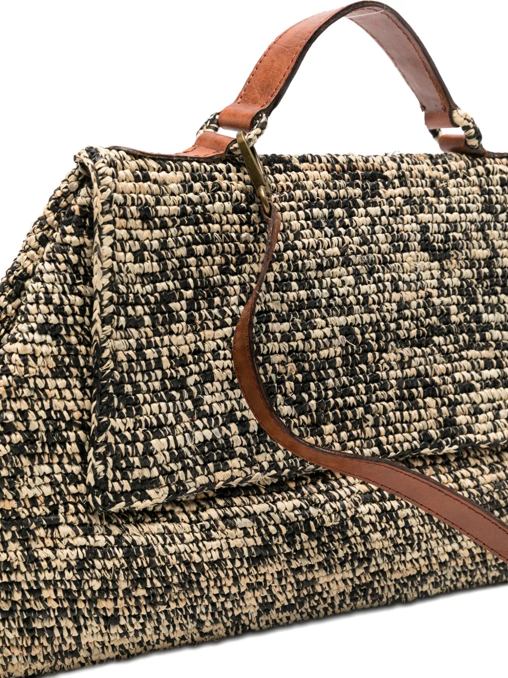 IBELIV Lahady raffia shopper met handgreep Zwart