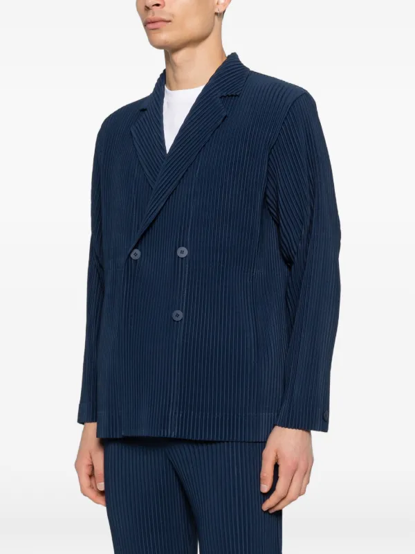 Homme Plissé Issey Miyake Pleated double-breasted Jacket | Blue