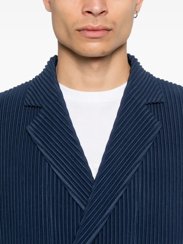 Homme Plissé Issey Miyake Pleated double-breasted Jacket | Blue