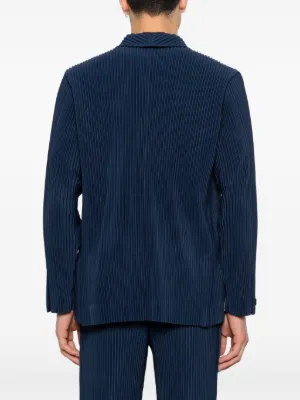 Homme Plissé Issey Miyake プリーツ ダブルジャケット | ブルー