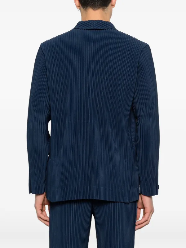 Homme Plissé Issey Miyake Pleated double-breasted Jacket | Blue