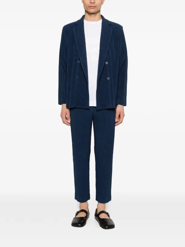 Homme Plissé Issey Miyake Pleated double-breasted Jacket | Blue