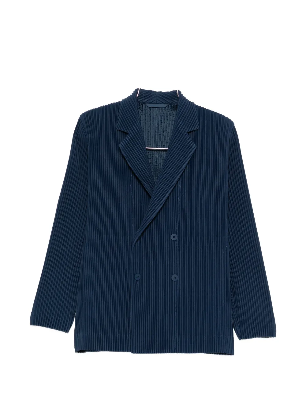 Homme Plissé Issey Miyake pleated double-breasted jacket - Blu