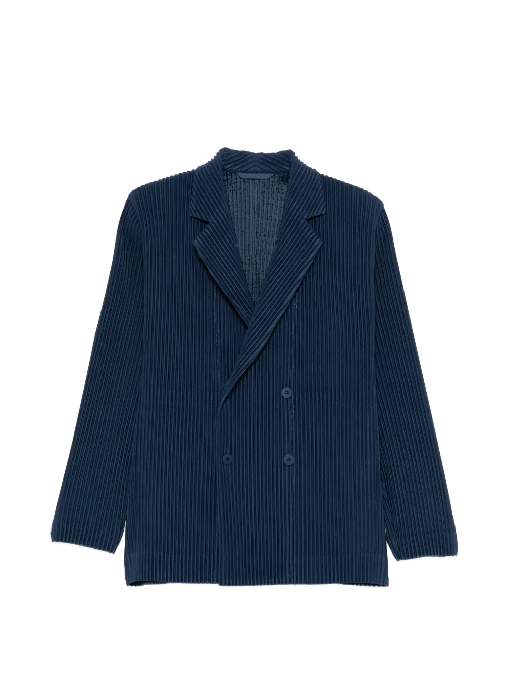 Homme Plissé Issey Miyake pleated double-breasted jacket - Blu