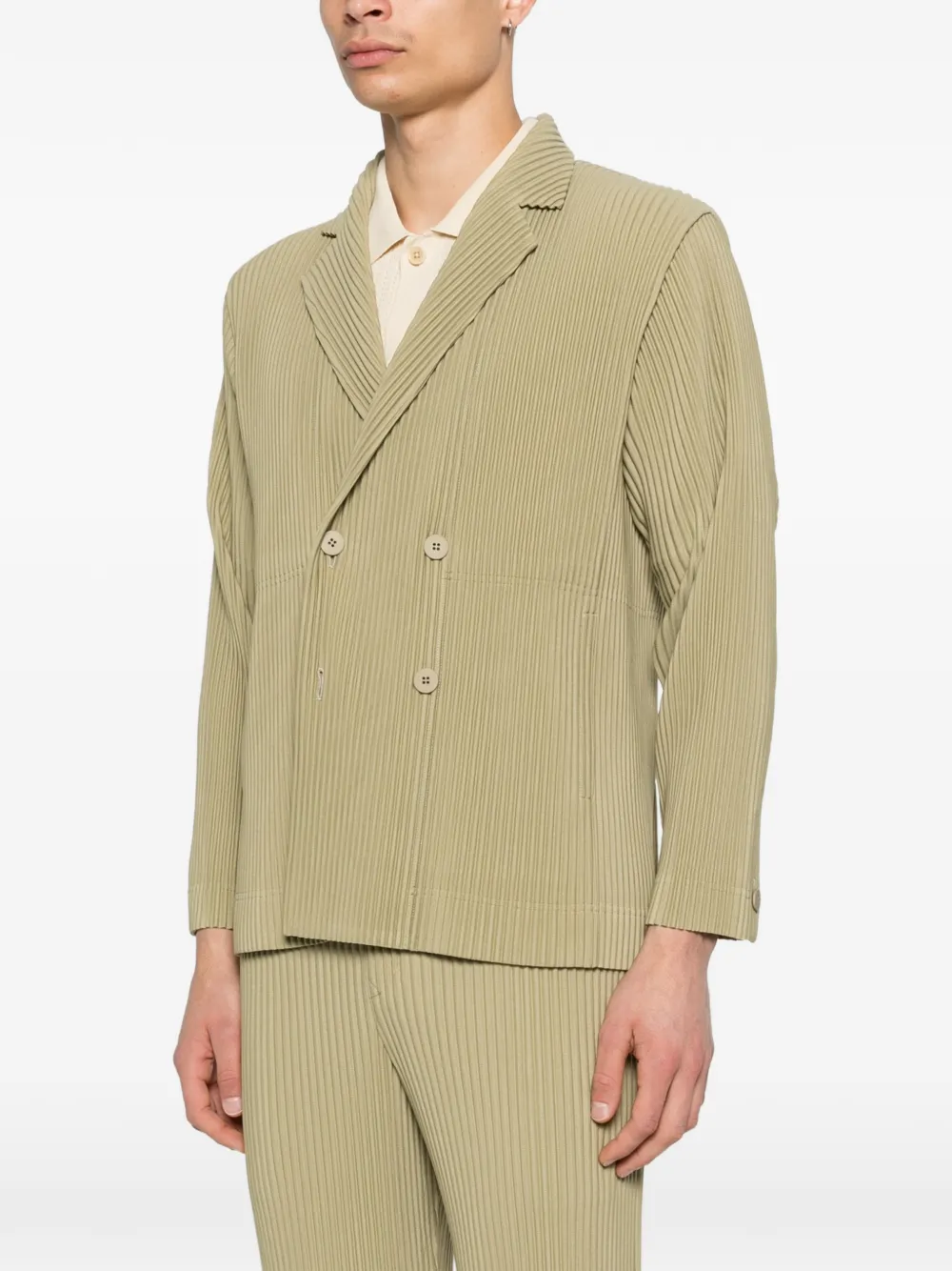Homme Plissé Issey Miyake Geplooid jack met knopen Groen