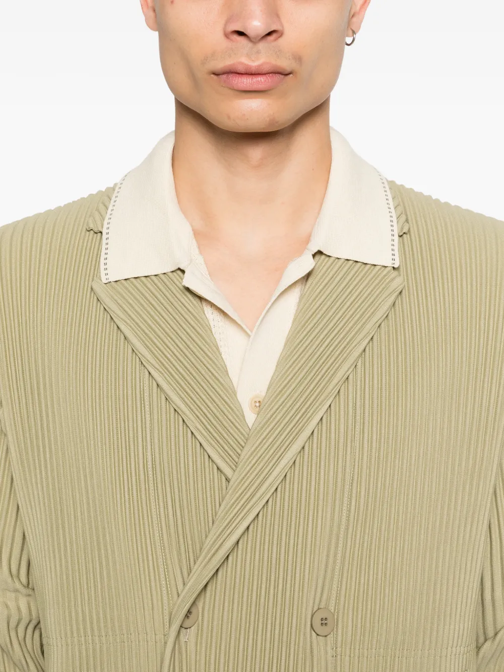 Homme Plissé Issey Miyake Geplooid jack met knopen Groen