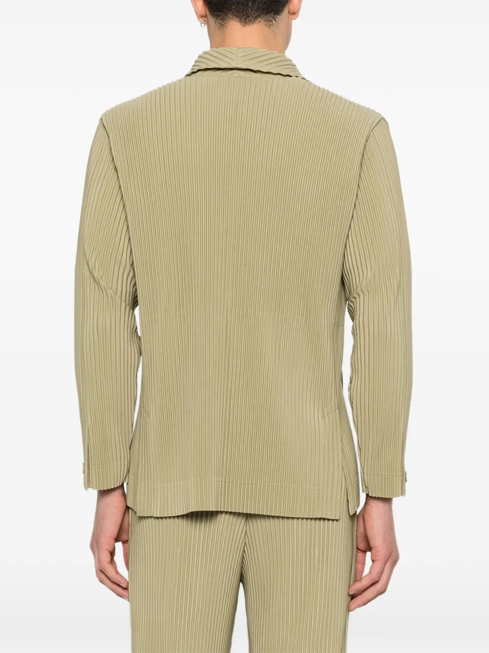 Homme Plissé Issey Miyake Geplooid jack met knopen Groen