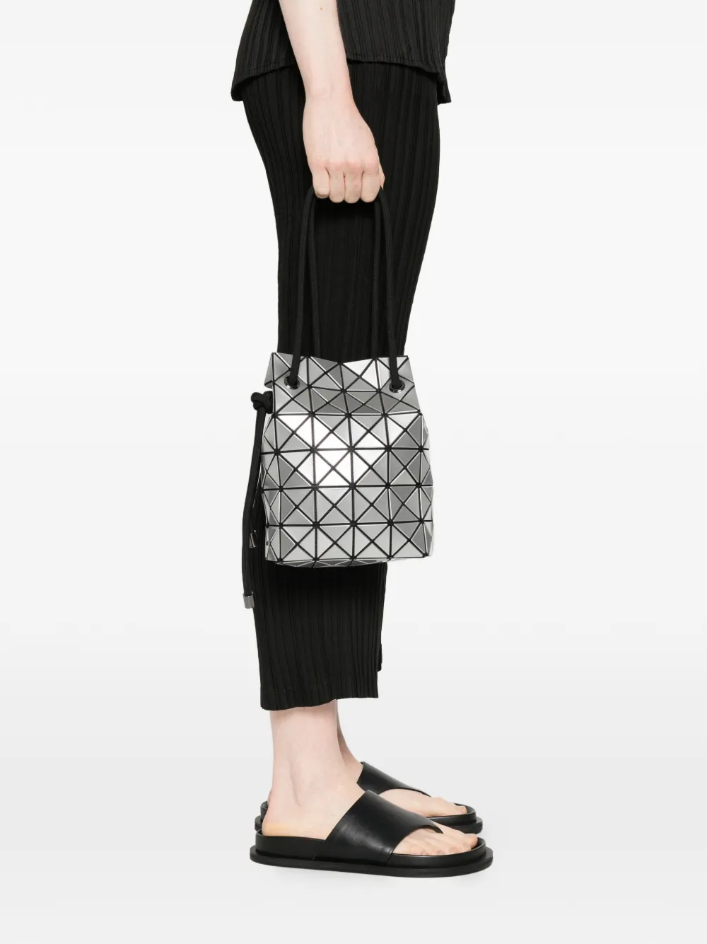 Bao Issey Miyake Shopper met geometrische print en trekkoord Zilver