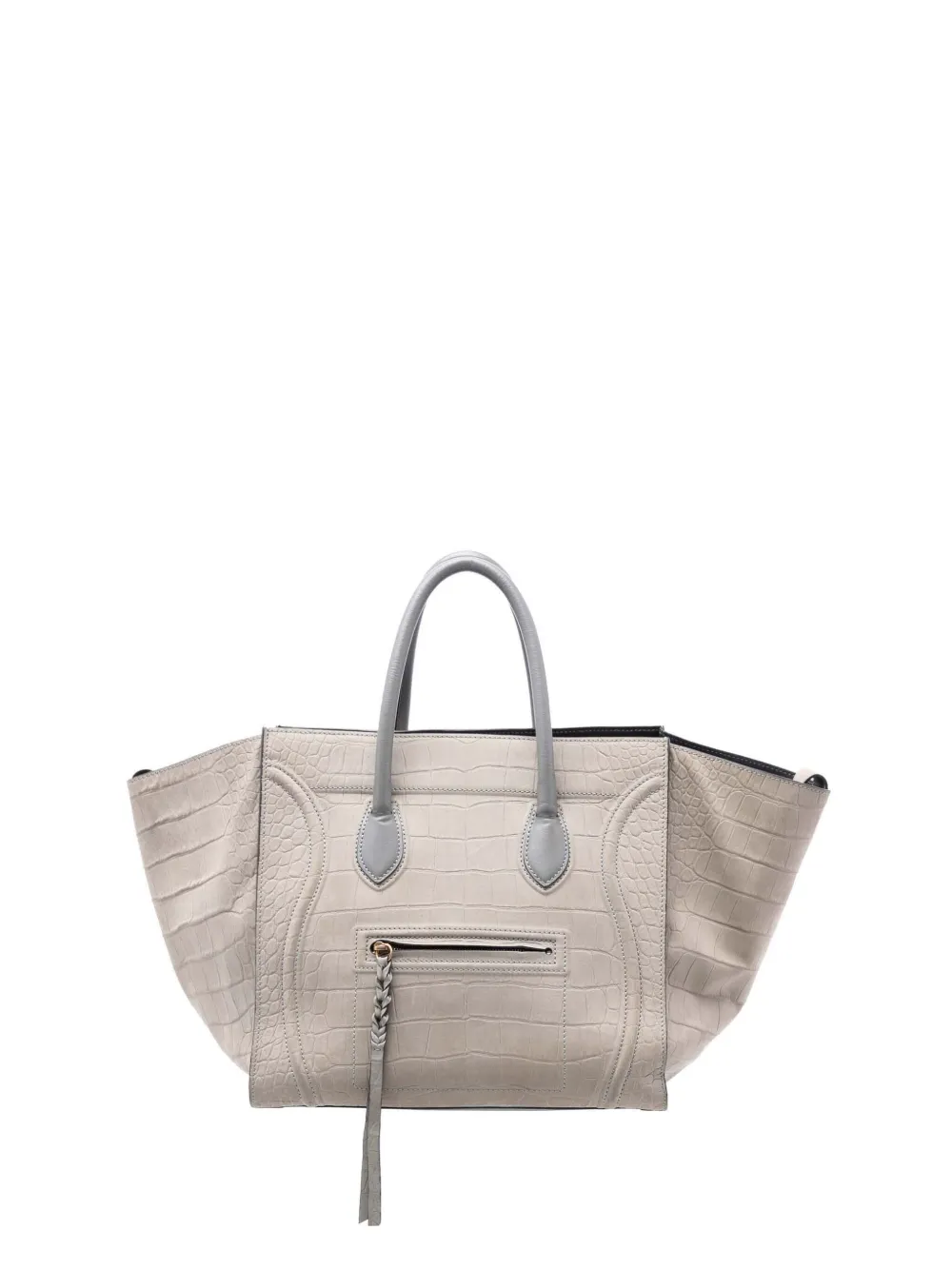 Celine Pre-Owned 2012 Medium Croc Embossed Leather Luggage Phantom tote bag - Marrone