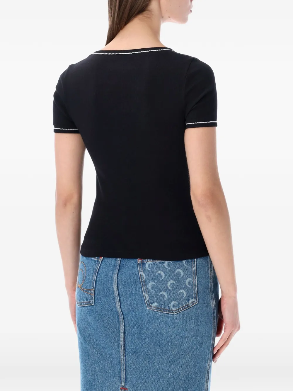 Marine Serre T-shirt met logodetail Zwart