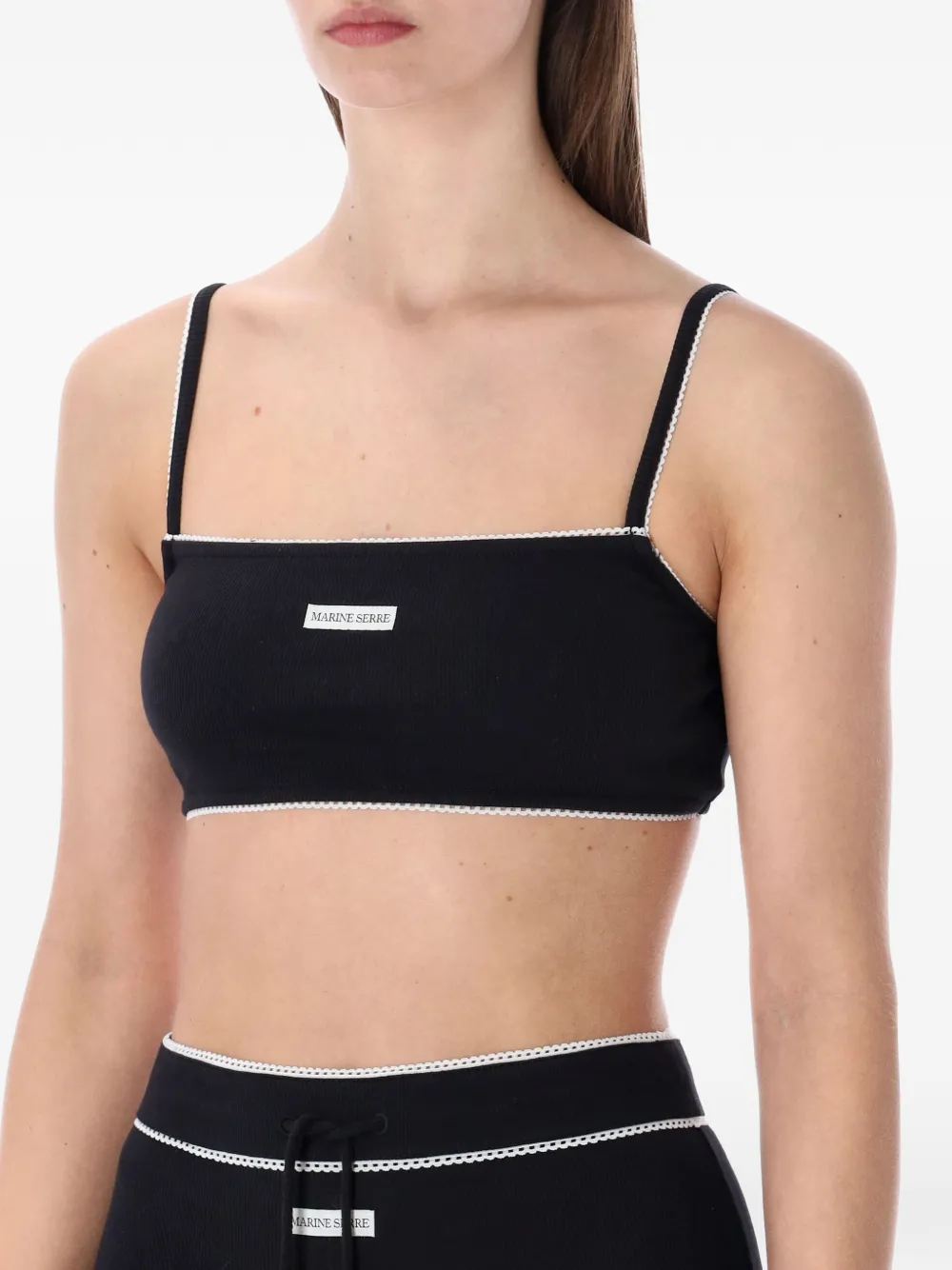 Marine Serre Cropped top met logopatch Zwart