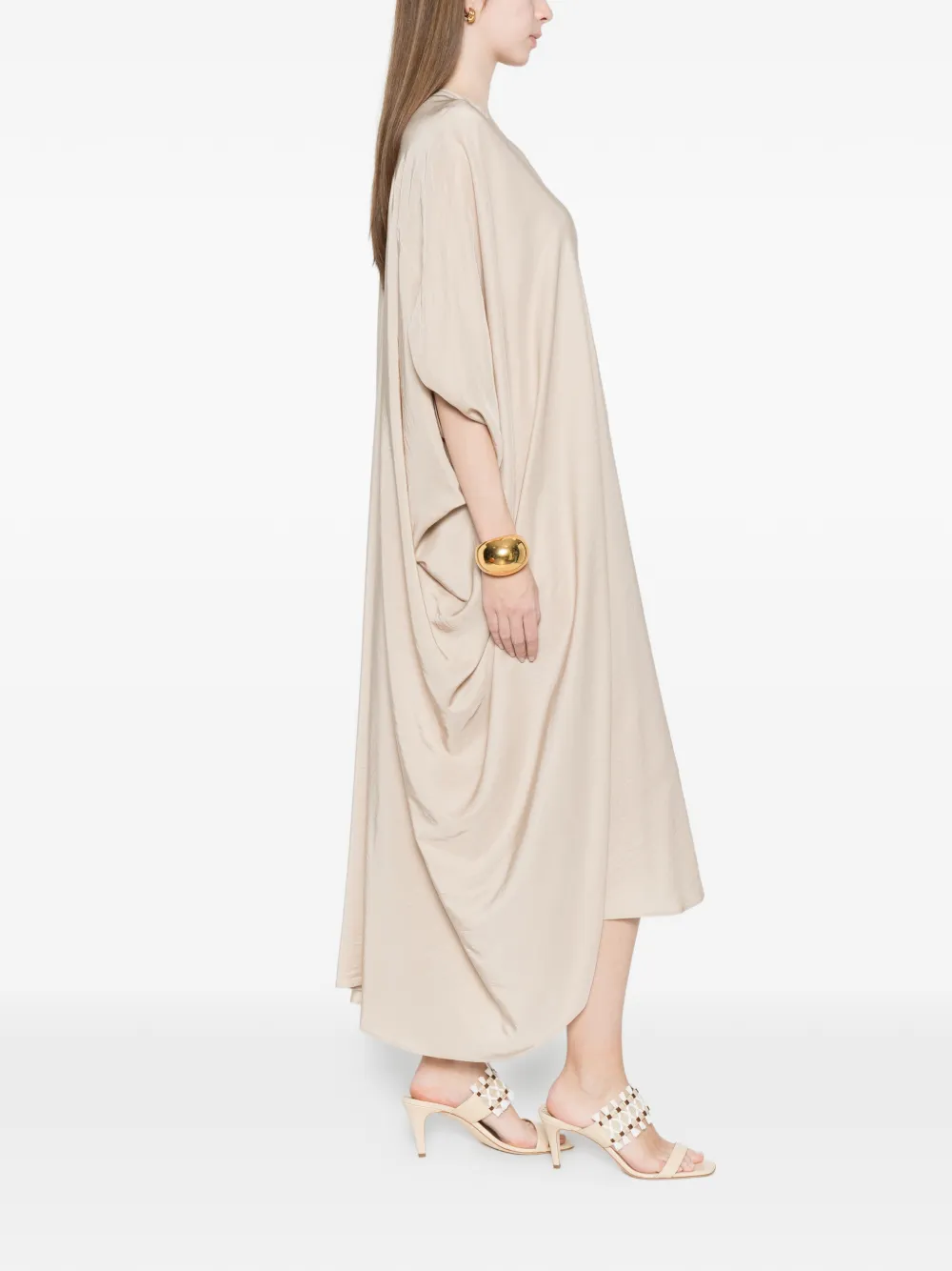  Eleh Button V-neck Dress - Neutrals 