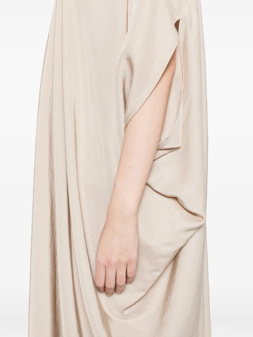 Eleh Jurk met V-hals en knopen Beige