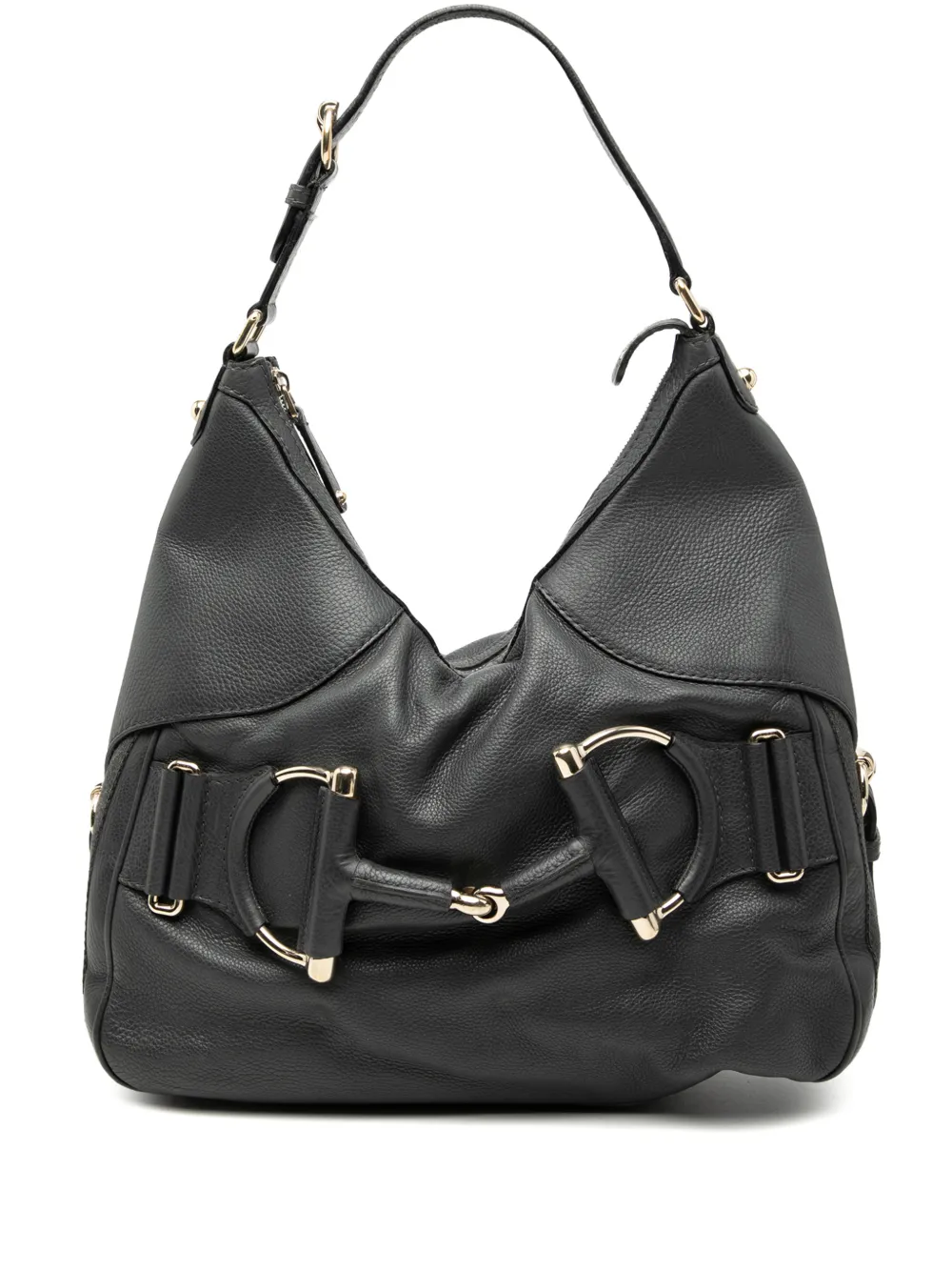 Gucci Pre-Owned 2000-2015 Leather Web Horsebit Heritage Hobo shoulder bag - Nero