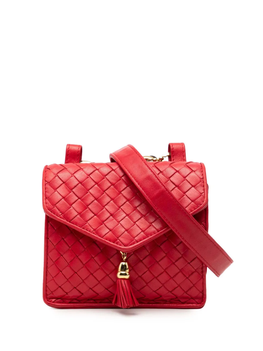 Bottega Veneta Pre-Owned 20th Century Nappa Intrecciato Tassel shoulder bag - Rosso