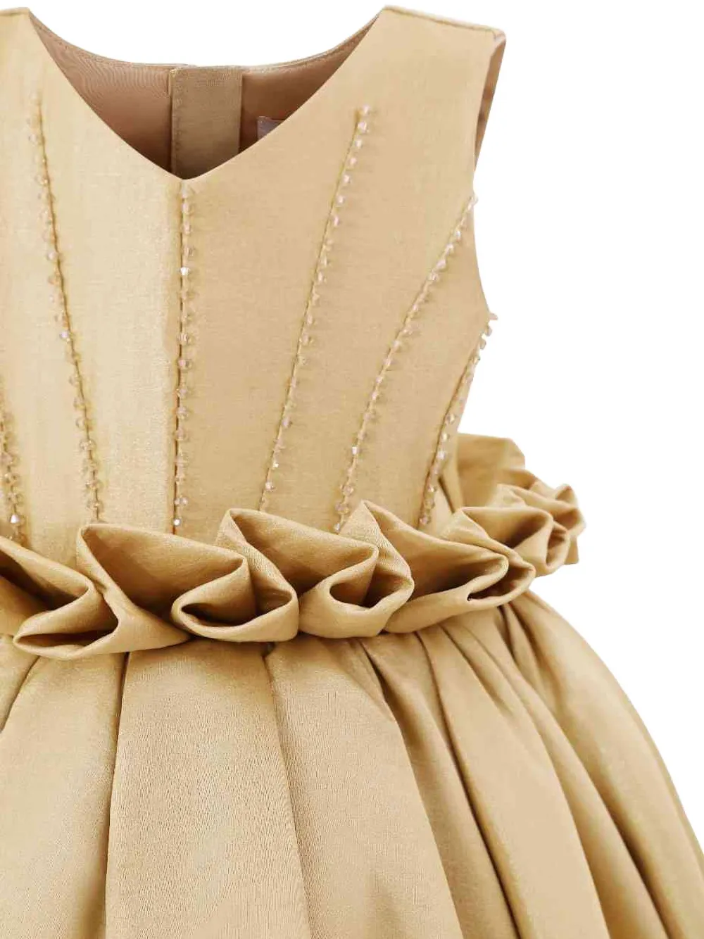 Tulleen Jurk met ruche taille Goud