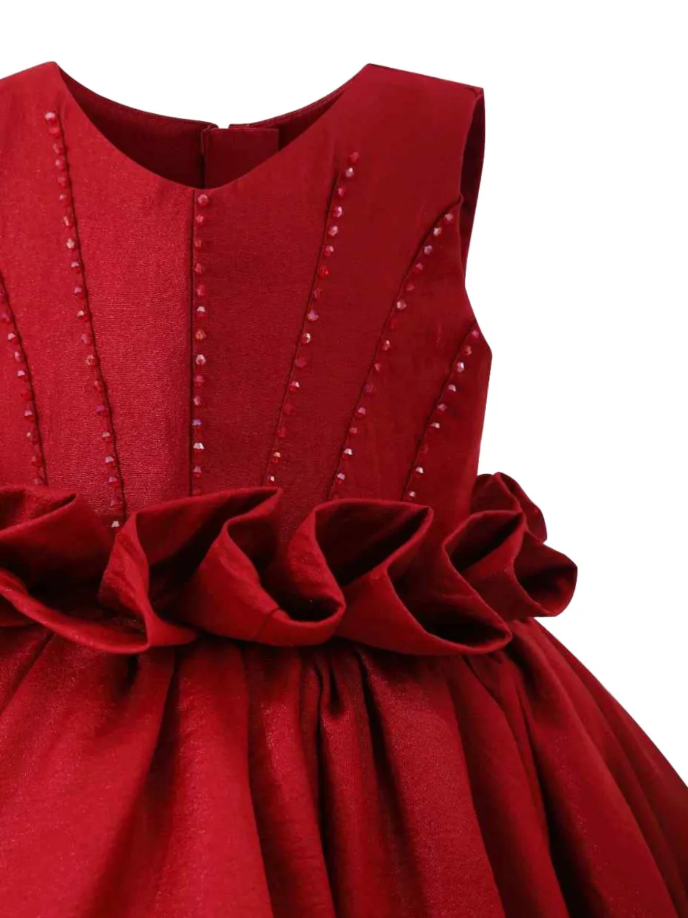 Tulleen Jurk met ruche taille Rood