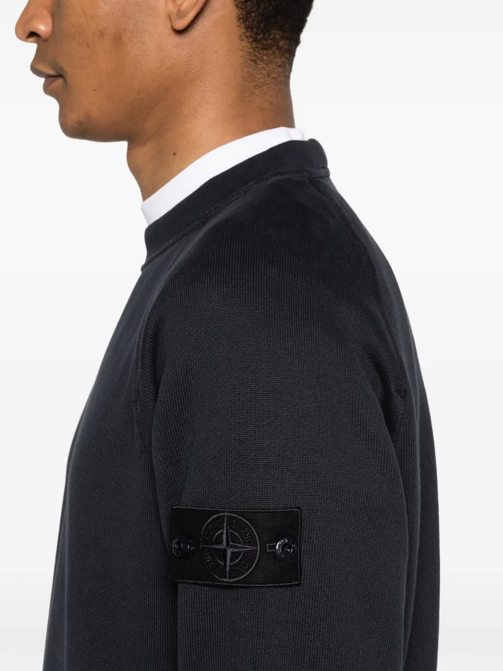Stone Island Katoenen sweater met Compass-logopatch Blauw