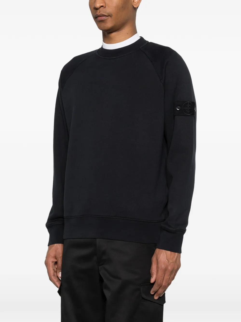 Stone Island Katoenen sweater met Compass-logopatch Blauw