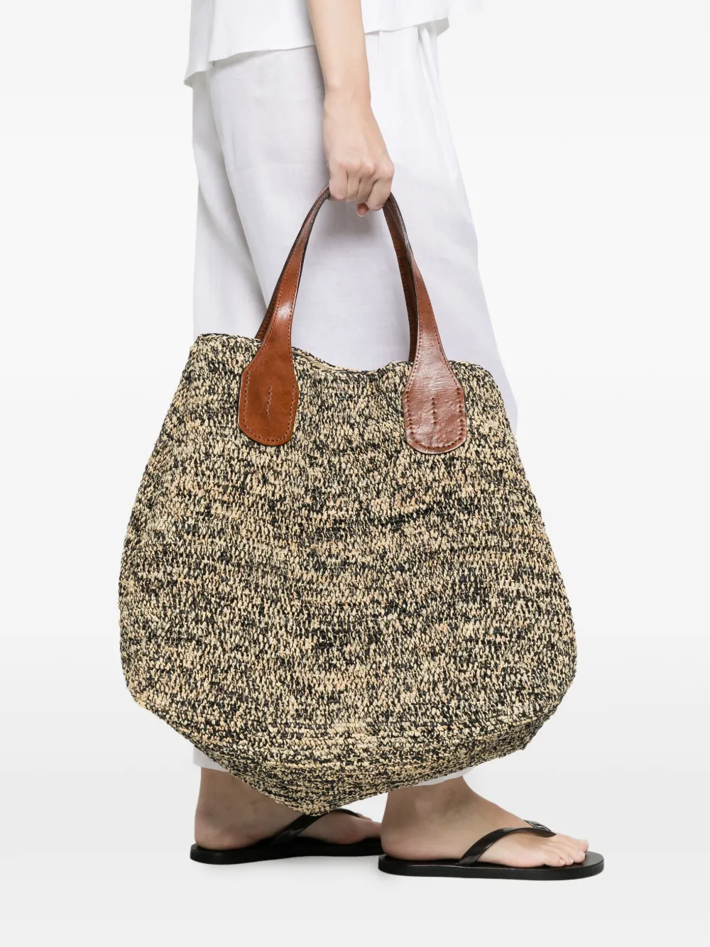 IBELIV Rio raffia shopper met handvat Beige