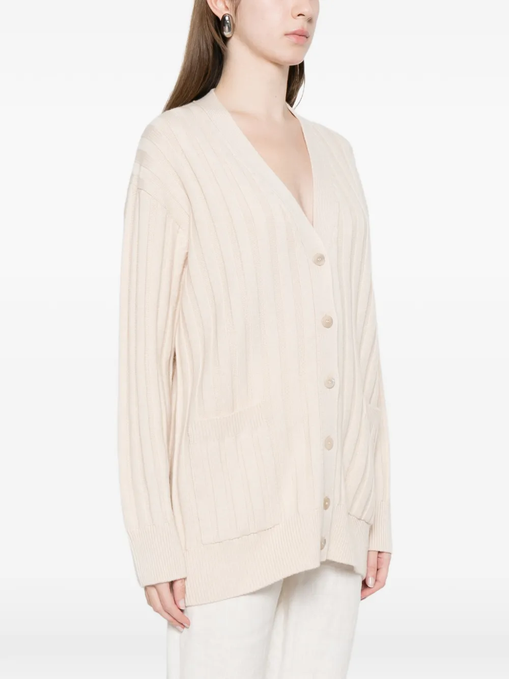  Fendi Ribbed Pocket Cardigan - Neutrals 