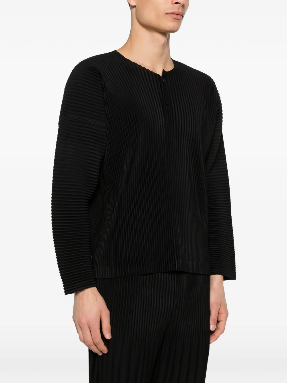 Homme Plissé Issey Miyake MC February T-shirt met plooien en knoop Zwart