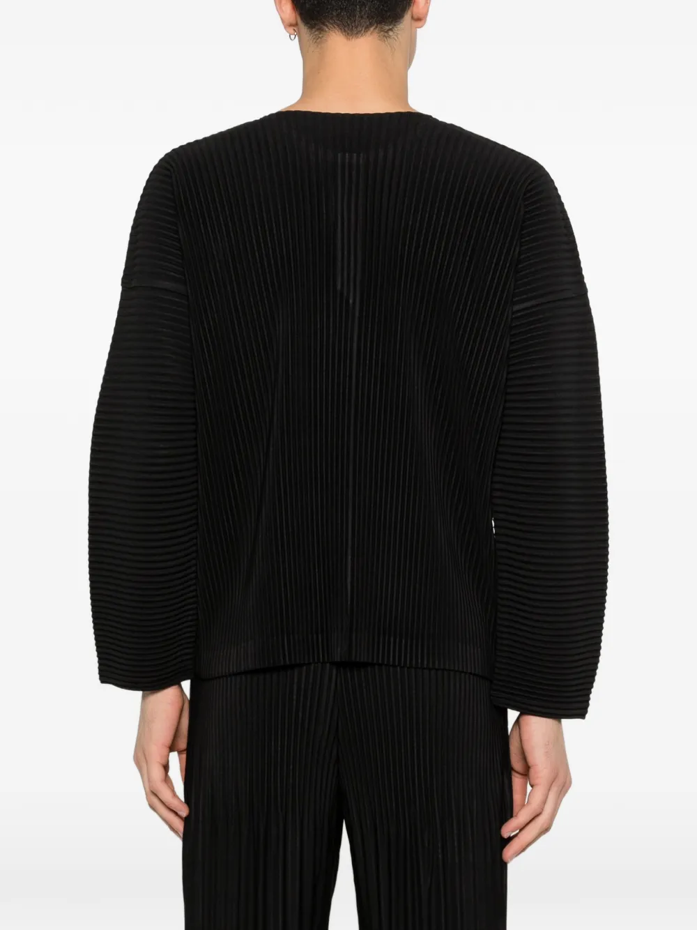 Homme Plissé Issey Miyake MC February T-shirt met plooien en knoop Zwart