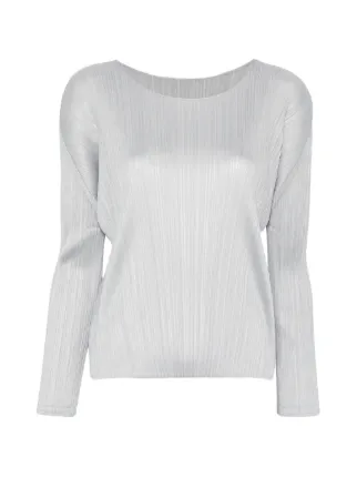 ISSEY MIYAKE　PLEATS PLEASE 総柄 プリーツ トップス Pleats Please Issey Miyake プリーツ トップ | グレー | FARFETCH JP