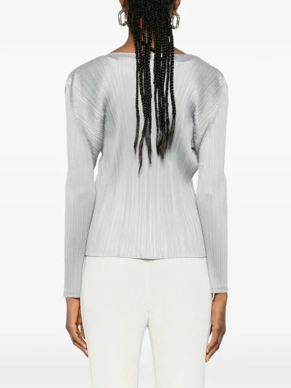 PLEATS PLEASE プリーツオフショルダートップス Pleats Please Issey Miyake プリーツ トップ | グレー | FARFETCH JP
