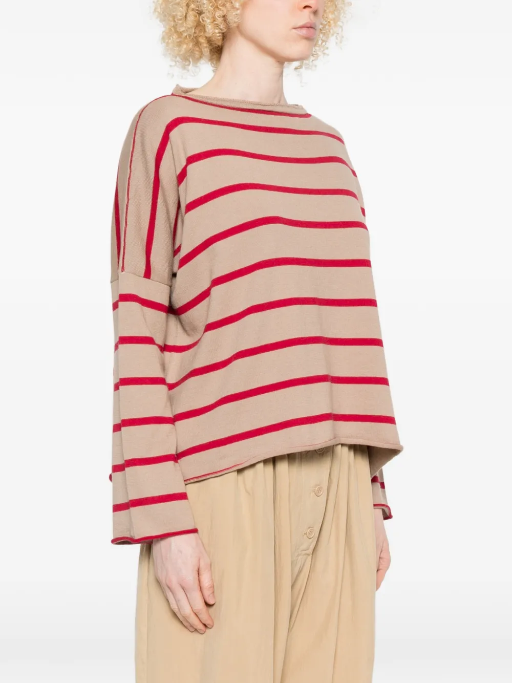  Beyou Striped Round-neck Sweater - Neutrals 