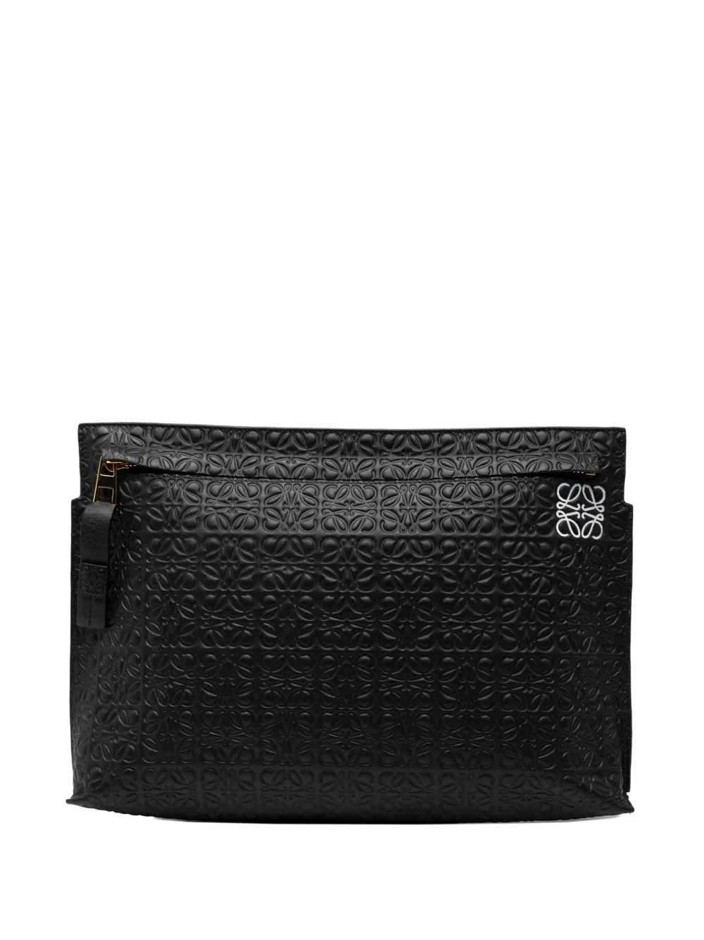 Loewe Pre-Owned 2014 Embossed Anagram Leather Repeat T clutch bag - Nero
