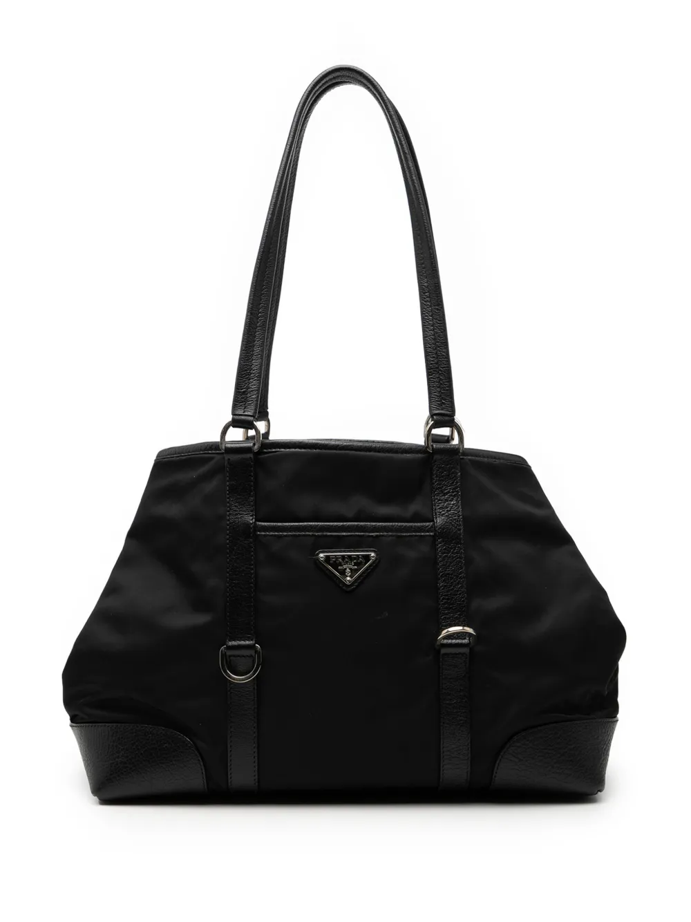 Prada Pre-Owned 2013-2026 Leather Trimmed Tessuto tote bag - Nero