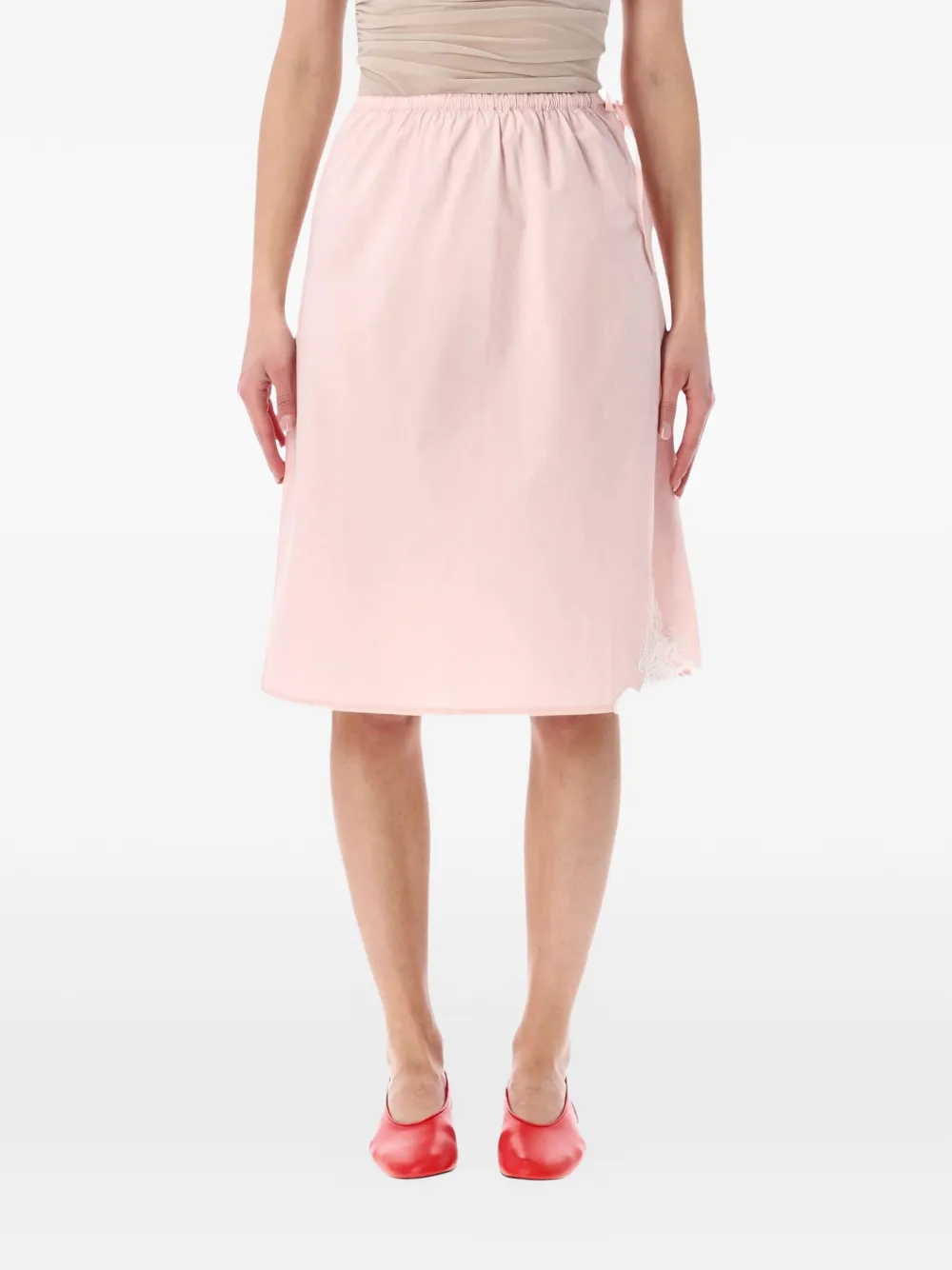 Soeur Houna lace-detail midi skirt - Rosa