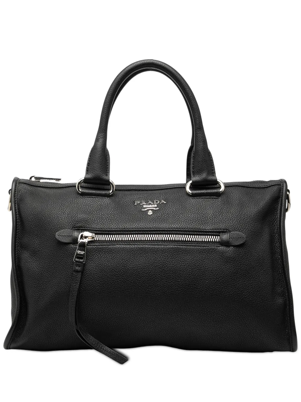 Prada Pre-Owned 2010-2026 Vitello Daino Zip Top satchel - Nero