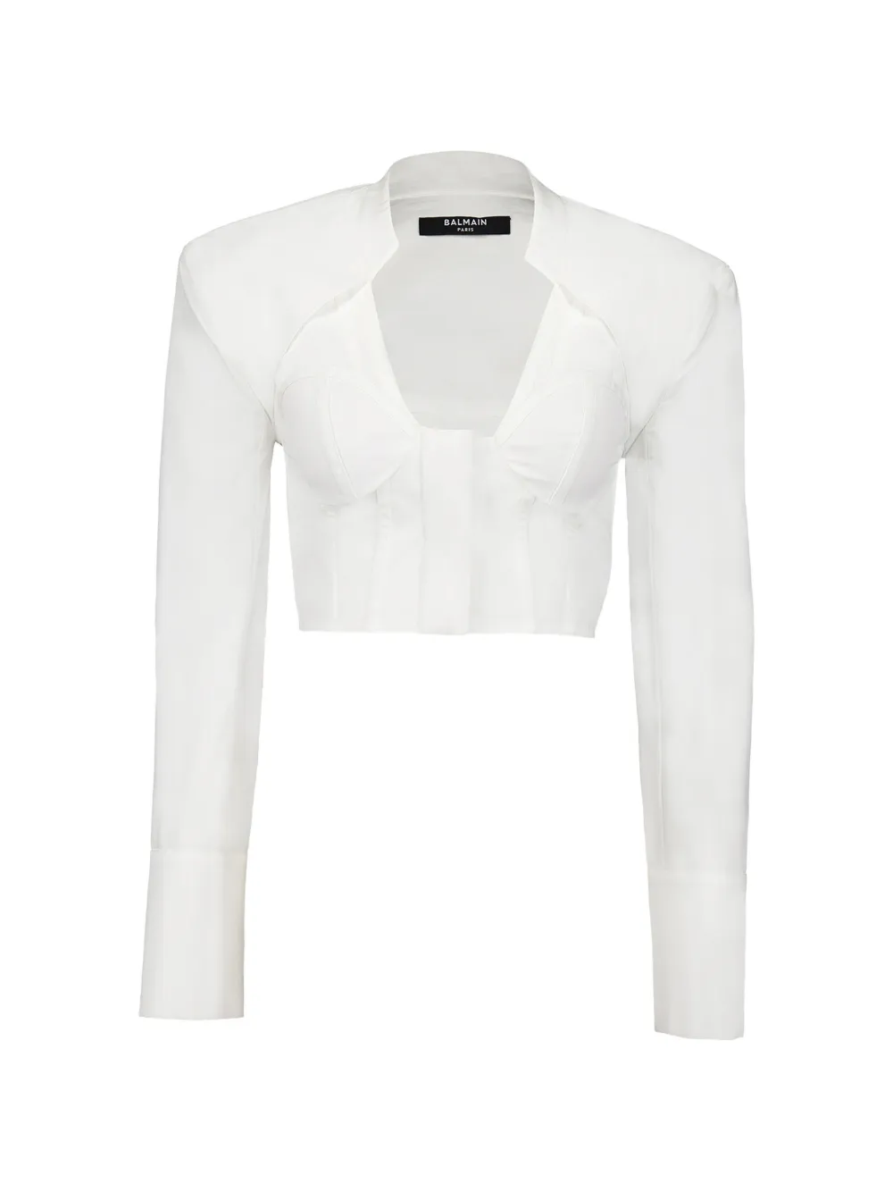 Balmain Top corto a maniche lunghe - Bianco