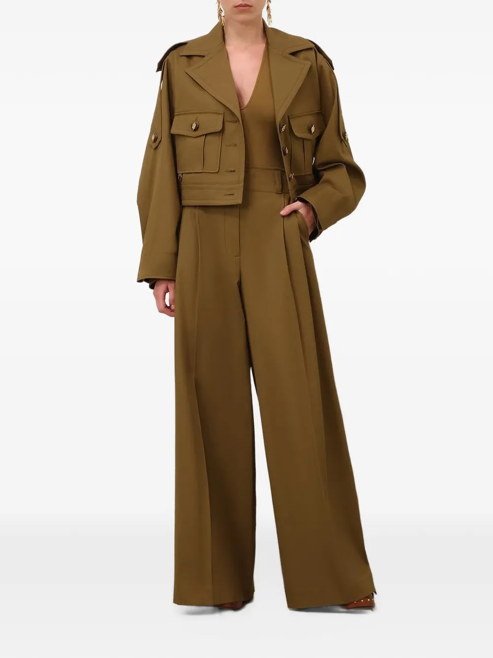 ZIMMERMANN Luna Drill cropped cargo jack Groen