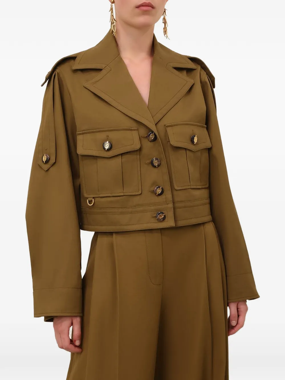 ZIMMERMANN Luna Drill cropped cargo jack Groen