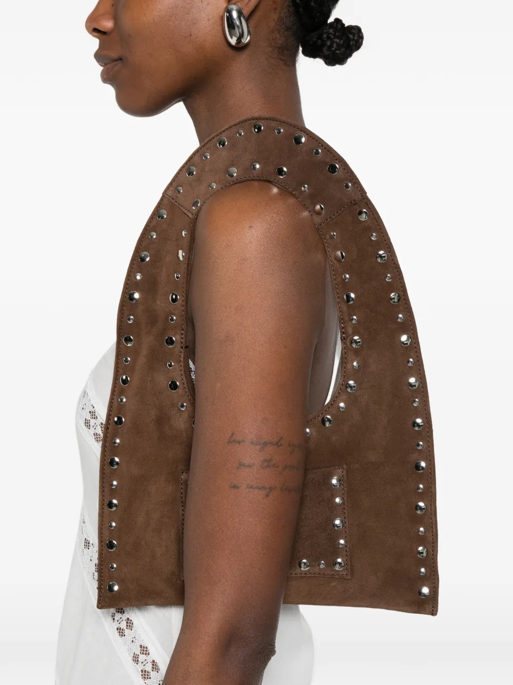 Gimaguas Mini Franca Studded Suede Shoulder Bag - Brown 