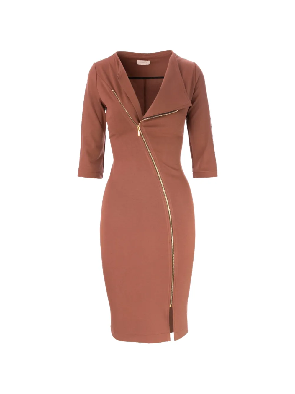 ROSERRY zip-fastening midi dress - Marrone